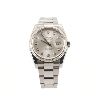 Rolex Oyster Perpetual Datejust Automatic Watch Stainless Steel and White Gold with Diamond Markers 36