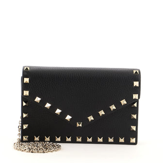 Valentino Rockstud Envelope Chain Crossbody Bag Leather. Small