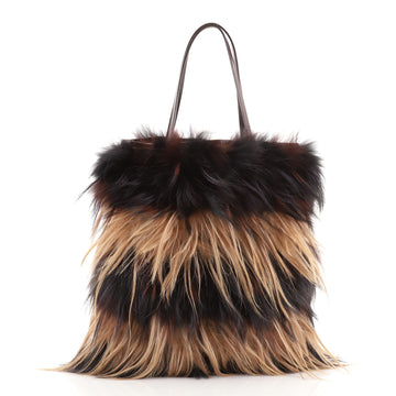 Fendi Vintage Open Tote Fox Fur Tall