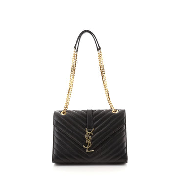 Saint Laurent Classic Monogram Envelope Satchel Matelasse Chevron Leather Medium