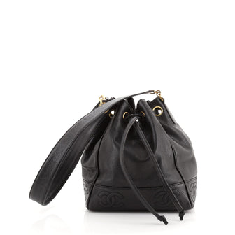 Chanel Vintage Drawstring CC Bucket Bag Caviar Mini