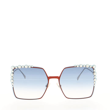 Fendi Can Eye Square Sunglasses Studded Metal