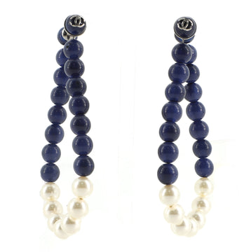 Chanel CC Teardrop Hoop Earrings Resin and Faux Pearls