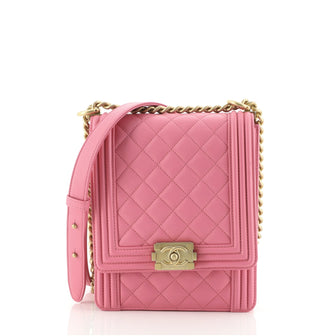 Chanel North South Boy Flap Bag Quilted Calfskin Small