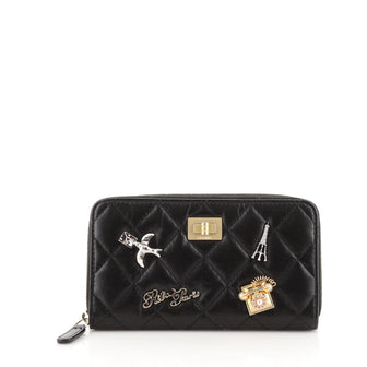 Chanel Lucky Charms Reissue 2.55 Zip Around Wallet Quilted Aged Calfskin Small