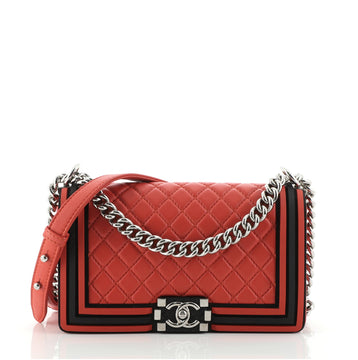 Chanel Boy Flap Bag Quilted Lambskin with Rubber Old Medium