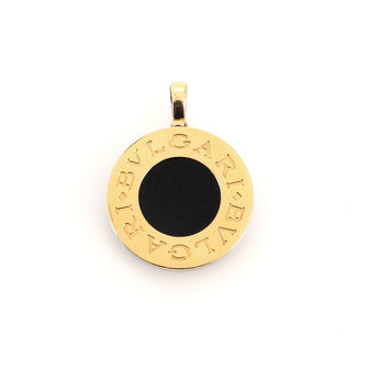 Bvlgari Bvlgari Reversible Circle Pendant Necklace 18K Yellow Gold and Stainless Steel with Onyx