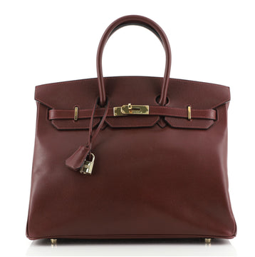 Hermes Birkin Handbag Red Courchevel with Gold Hardware 35