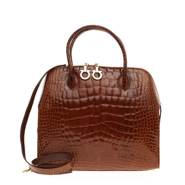 Salvatore Ferragamo Zip Frame Bag Alligator Large