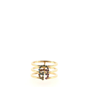 Gucci GG Running 3 Band Ring 18K Yellow Gold with Mixed Gemstones