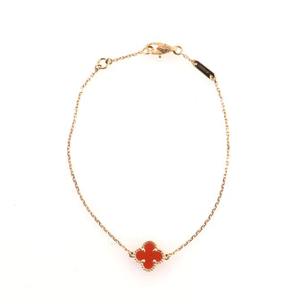 Van Cleef & Arpels Sweet Alhambra Carnelian Bracelet 18K Rose Gold