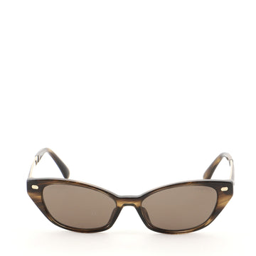 Chanel CC Cat Eye Sunglasses Acetate with Calfskin