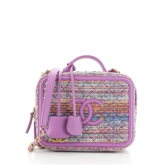 Chanel Filigree Vanity Case Quilted Tweed Medium