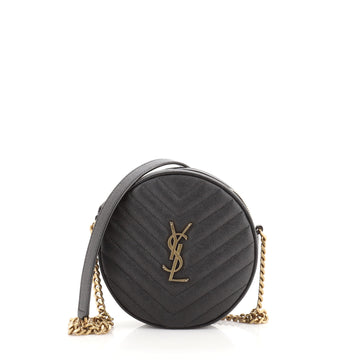 Saint Laurent Vinyle Round Camera Bag Matelasse Chevron Leather
