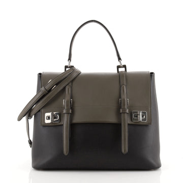 Prada Half Flap Double Turn Lock Satchel City Calfskin Large