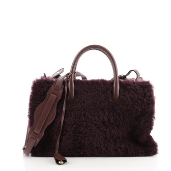 Balenciaga Padlock Nude Work Tote Fur with Leather XS