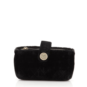 Chanel CC Button Phone Holder Clutch Quilted Velvet Mini