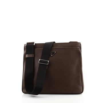 Prada Front Pocket Zip Messenger Bag Vitello Daino Large
