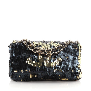 Chanel Summer Night Flap Bag Sequins with Leather Medium