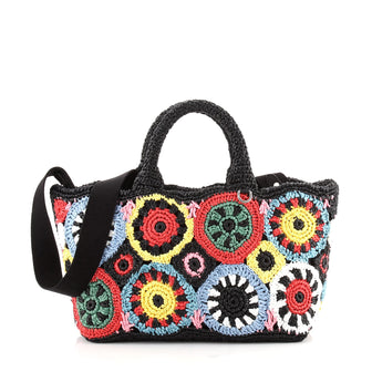 Prada Circle Tote Raffia Crochet