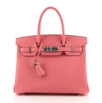 Hermes Birkin Handbag Pink Epsom with Palladium Hardware 30