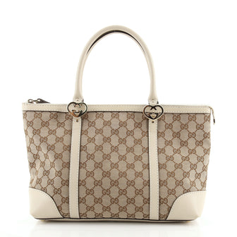 Gucci Lovely Hearts Interlocking G Tote GG Canvas Small