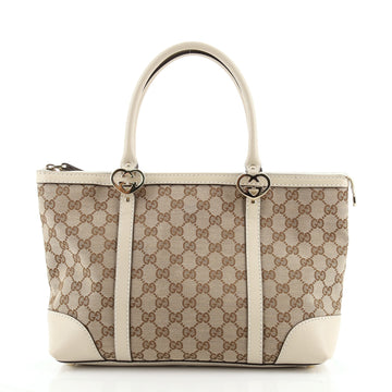 Gucci Lovely Hearts Interlocking G Tote GG Canvas Small