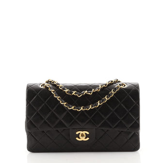 Chanel Vintage Classic Double Flap Bag Quilted Lambskin Medium