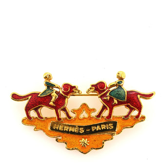 Hermes Vintage Cloisonne Dog Brooch Metal