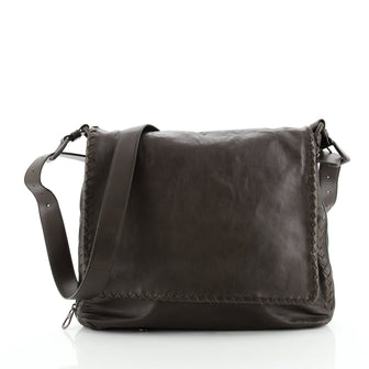 Bottega Veneta Expandable Messenger Bag Leather with Intrecciato Details