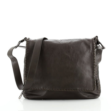 Bottega Veneta Expandable Messenger Bag Leather with Intrecciato Details
