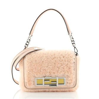 Fendi 3Baguette Convertible Crossbody Shearling Small