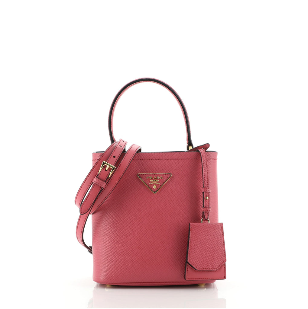 Prada Small Saffiano Cuir Panier Bucket Bag - Pink Bucket Bags, Handbags -  PRA833043