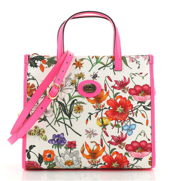 Gucci Convertible Open Tote Flora Canvas Small