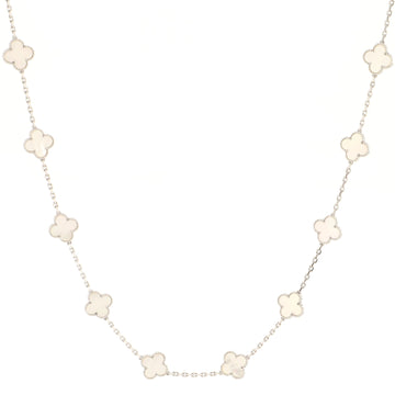 Van Cleef & Arpels Vintage Alhambra 20 Motifs Necklace 18K White Gold and Mother of Pearl