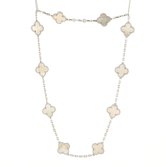 Van Cleef & Arpels Vintage Alhambra 10 Motifs Necklace 18K White Gold and Mother of Pearl