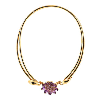 Van Cleef & Arpels Hawaii One Flower Convertible Necklace 18K Yellow Gold with Pink Sapphires and Amethysts