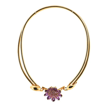 Van Cleef & Arpels Hawaii One Flower Convertible Necklace 18K Yellow Gold with Pink Sapphires and Amethysts