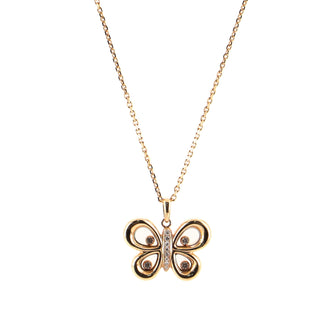 Chopard Happy Butterflies Pendant Necklace 18K Pink Gold with Diamonds