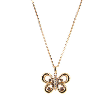 Chopard Happy Butterflies Pendant Necklace 18K Pink Gold with Diamonds