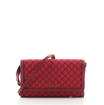 Prada Chain Wallet Crossbody Quilted Tessuto
