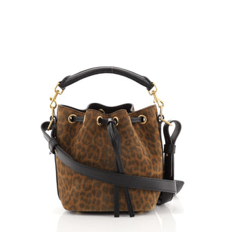 Saint Laurent Emmanuelle Bucket Bag Leopard Print Suede Small