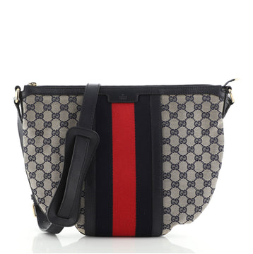 Gucci Vintage Web Saddle Messenger Bag GG Canvas Medium