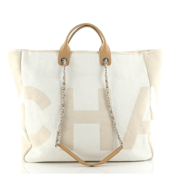 Deauville Logo Shopping Tote Printed Raffia Large
