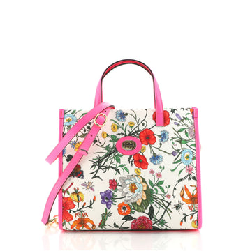 Gucci Convertible Open Tote Flora Canvas Small