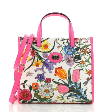 Gucci Convertible Open Tote Flora Canvas Small