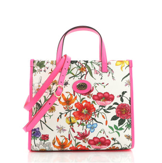 Gucci Convertible Open Tote Flora Canvas Small