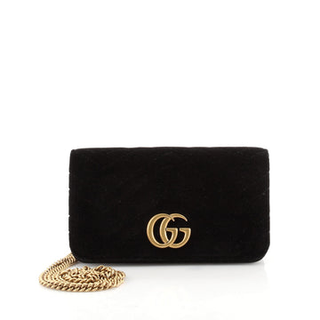 Gucci GG Marmont Chain Flap Bag Matelasse Velvet Mini