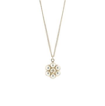 Chanel CC Pearl Wreath Pendant Necklace Faux Pearls and Metal