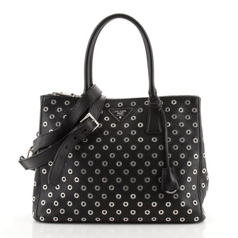Prada Grommet Galleria Double Zip Tote City Calfskin Medium
